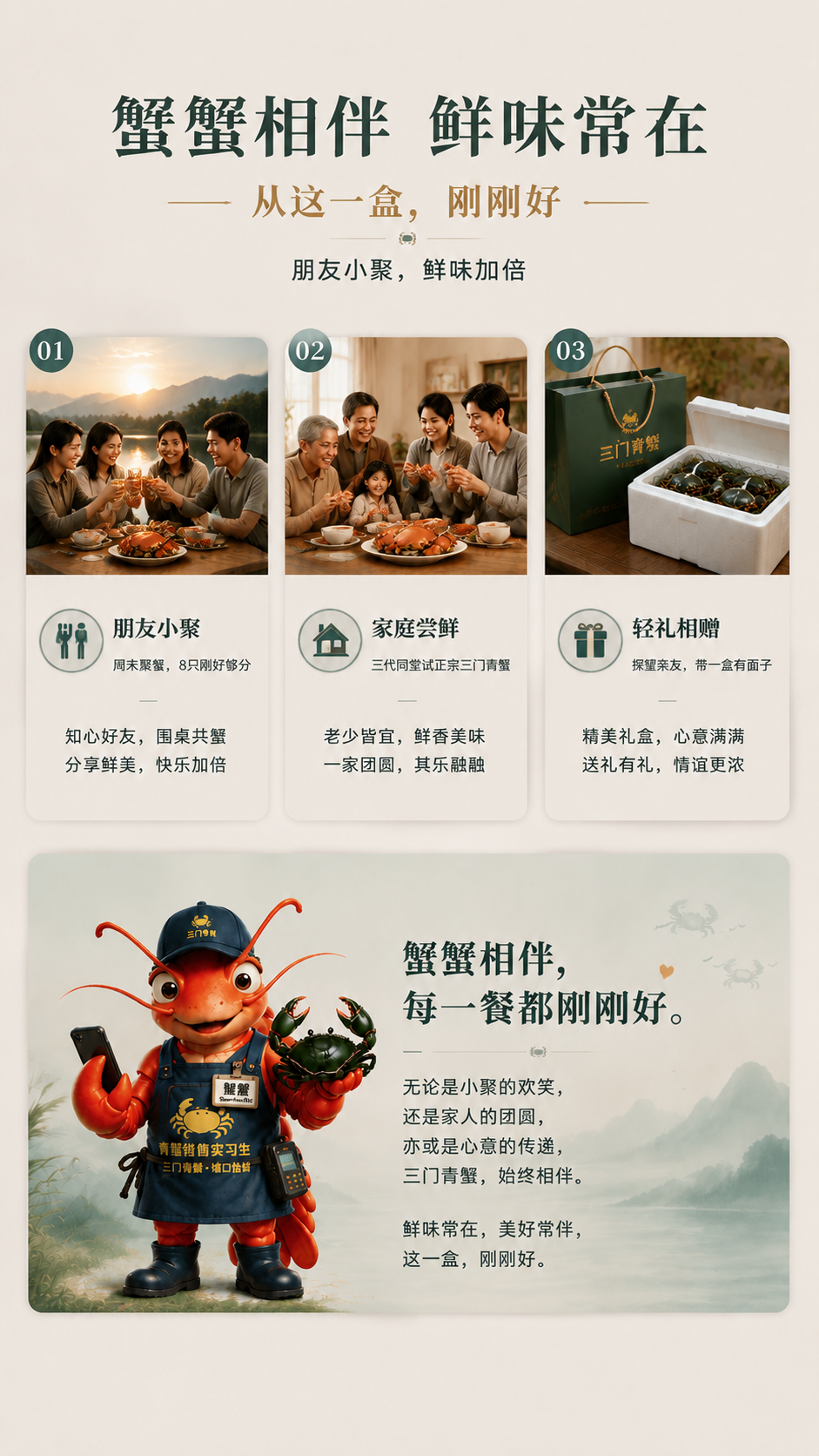 蟹蟹相伴 - 适合场景